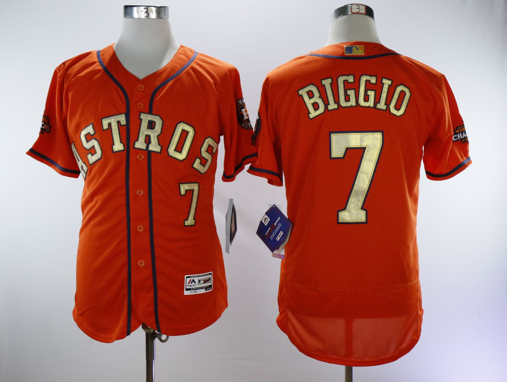 Men Houston Astros #7 Biggio Orange Champion MLB Jerseys